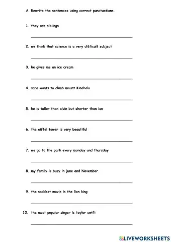 Capital letters and full stops