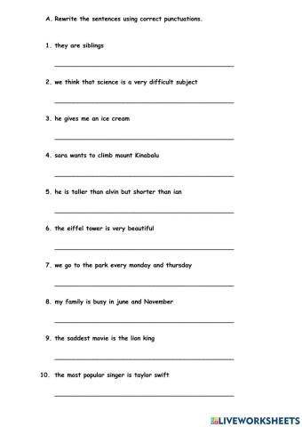 Capital letters and full stops