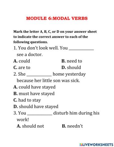 MODULE 6:MODAL VERBS