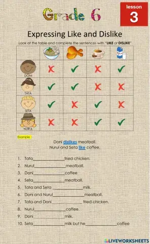 EFL Lesson 3 Like-Dislike Grade 6