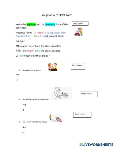 Past simple neg and question form