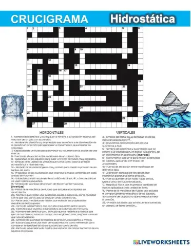 CRUCIGRAMA Hidrostática