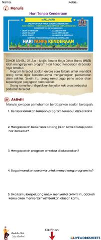 Menulis jawapan pemahaman berdasarkan soalan bercapah.