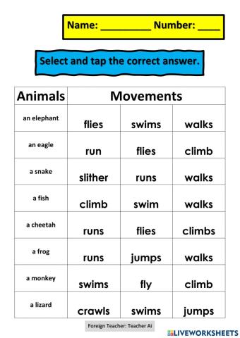 Animals and Their Movement