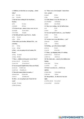 Multiple choice test 1