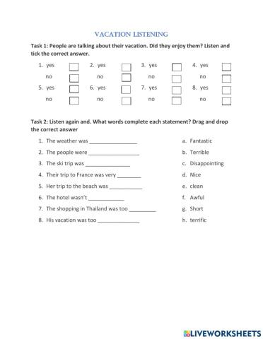 Vacation listening new