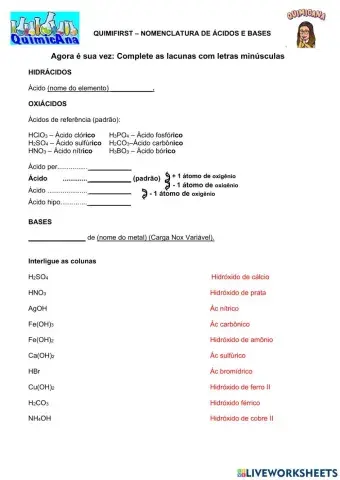Quimifirst - Nomenclatura de Ácidos e Bases