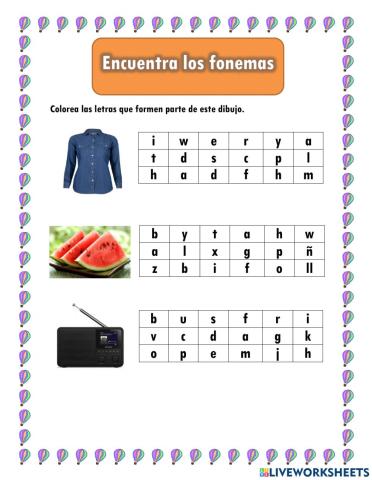 -Encuentra los fonemas- Ej