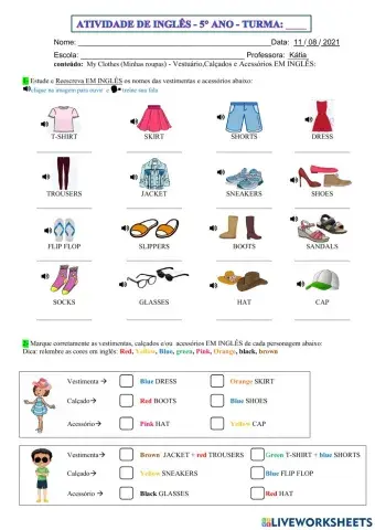 5° ano - INGLÊS - 11-08-21