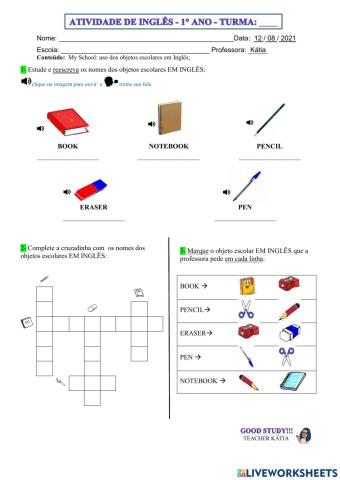 1° ano - INGLÊS - 12-08-21