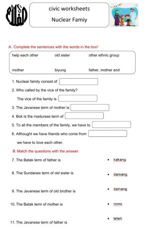 Civic worksheets nuclear family