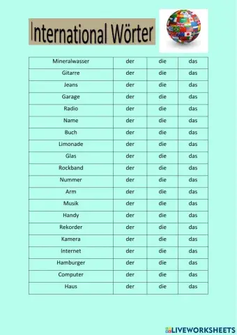 Artikeln ( International Wörter)