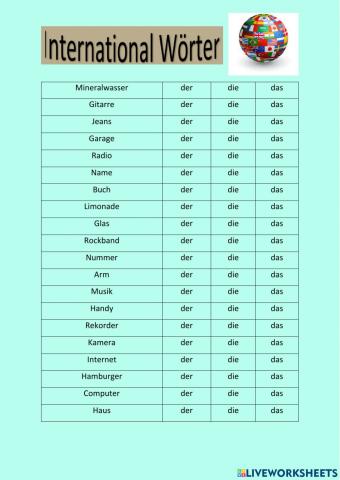 Artikeln ( International Wörter)