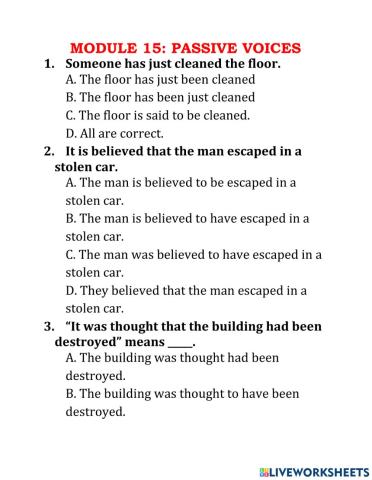 MODULE 15: PASSIVE VOICES
