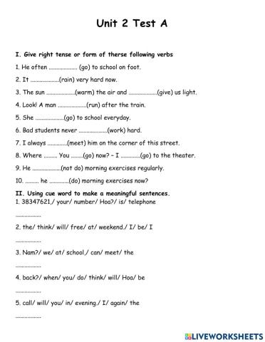 English Level 7-U2test A