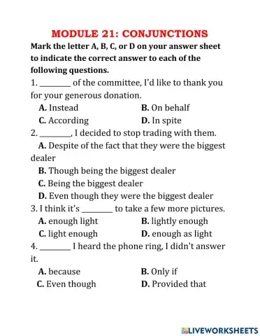 MODULE 21: CONJUNCTIONS