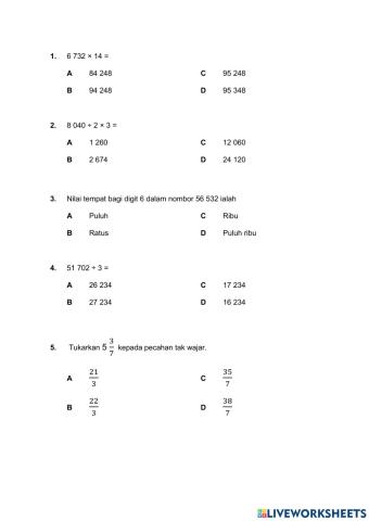 Ujian Matematik Tahun 4