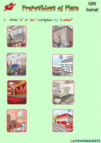 Workplaces and prepositions of place