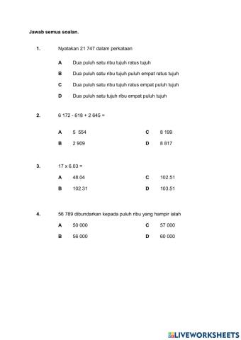 Ujian Matematik Tahun 5