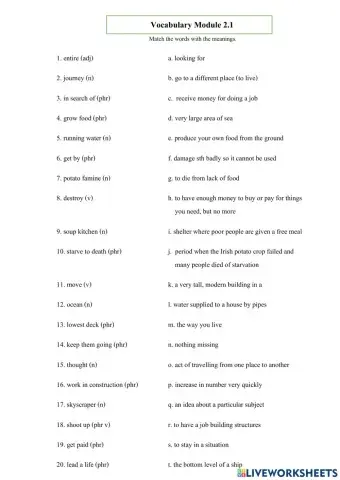 Vocabulary Module 2.1 Difficult times