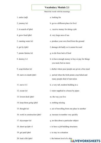 Vocabulary Module 2.1 Difficult times