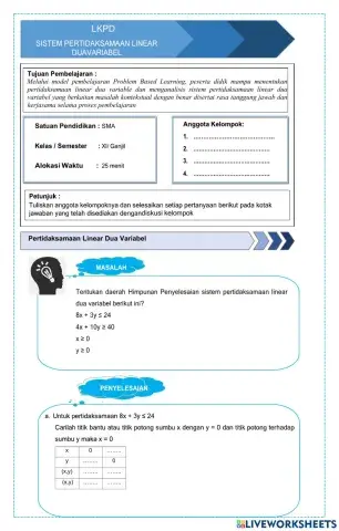 Pertidaksamaan linear dua variabel