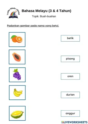 3 & 4 Years: Bahasa Melayu (Buah-buahan)