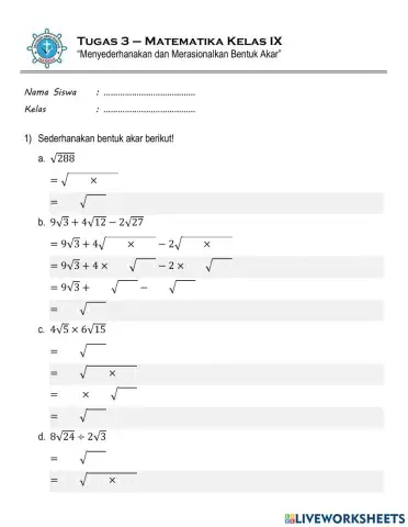 Tugas 3 - Bentuk Akar