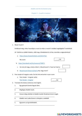 Aladdin and the Enchanted Lamp -STAGE1 - Chapter2 - after reading exercises