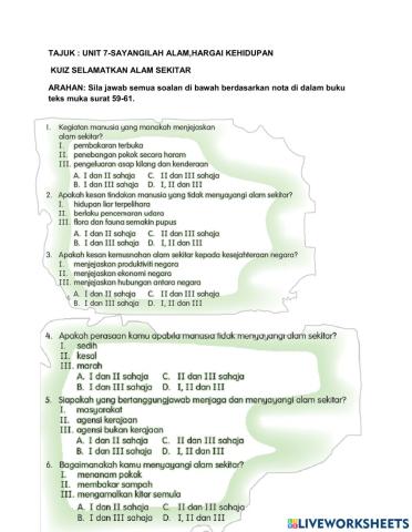 Unit 7-Hargailah Alam,Sayangi Kehidupan