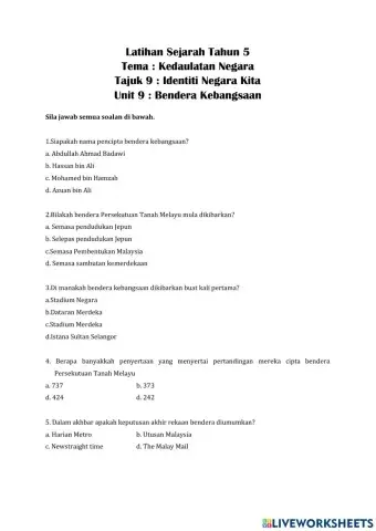 Unit 9 : Bendera Kebangsaan