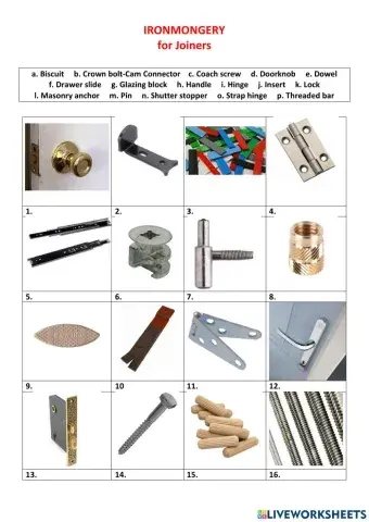 Ironmongery for Joiners
