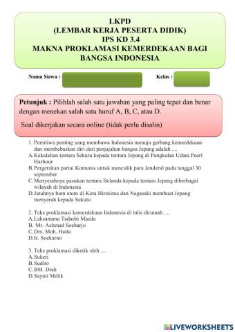 KD 3.4 Makna Proklamasi Kemerdekaan Bagi Bangsa Indonesia