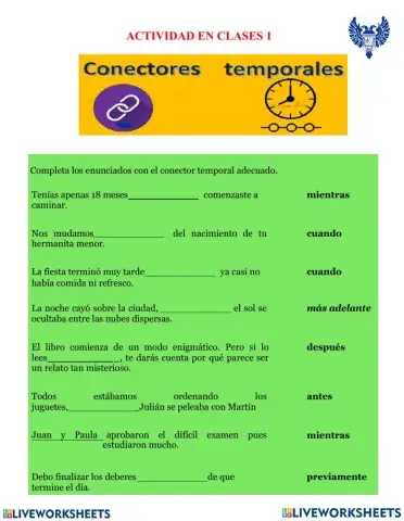Conectores temporales en anécdotas