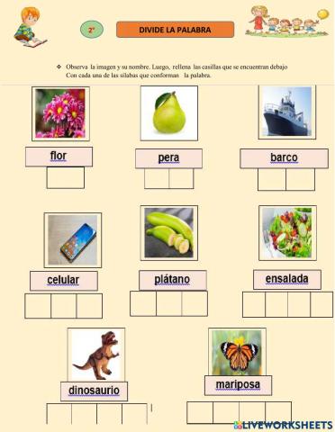 Divide la palabra en silabas