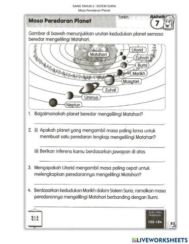 Sains tahun 3 sistem suria