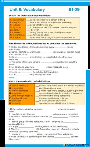 B1-09 Vocabulary Unit 9