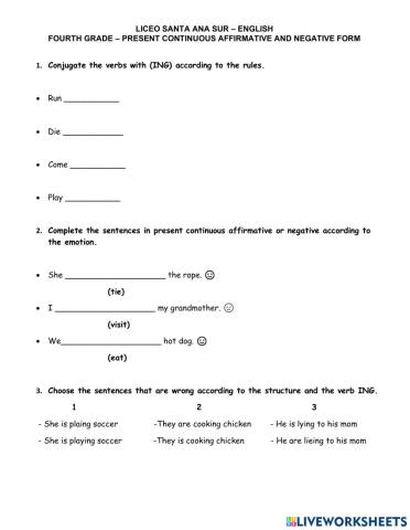 Present Continuous evaluation