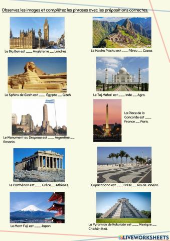 Les prépositions du pays