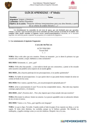 Guía de aprendizaje - Casa de muñecas