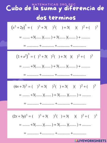 Cubo de la suma de dos terminos