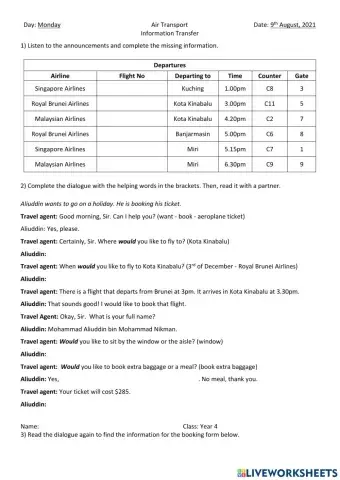 Air Transport: Information Transfer 8 Aug, 21