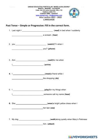 Past simple vs past progressive