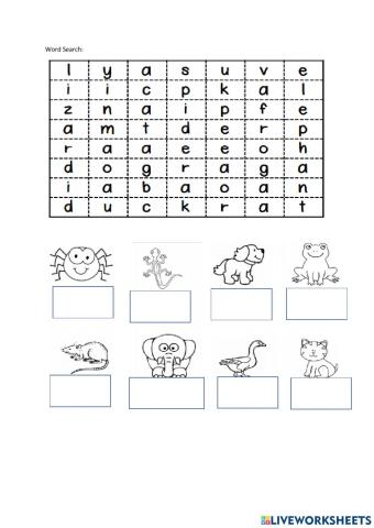 Unit 3 Pet show (word search )