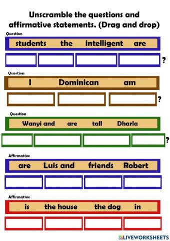 Questions and affirmative statements with be