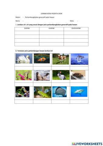 Perkembangbiakan generatif pada hewan