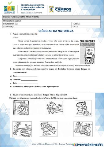 EMCAPO - Atividades Complementares - Fevereiro - Ciências da Natureza - 5º ano