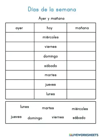 Los días de la semana