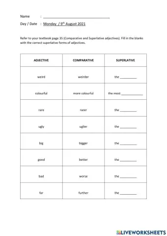 Superlative adjectives