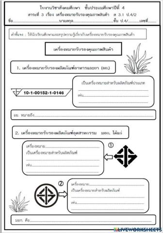 ใบงานเครื่องหมายรับรองคุณภาพสินค้า ป.4